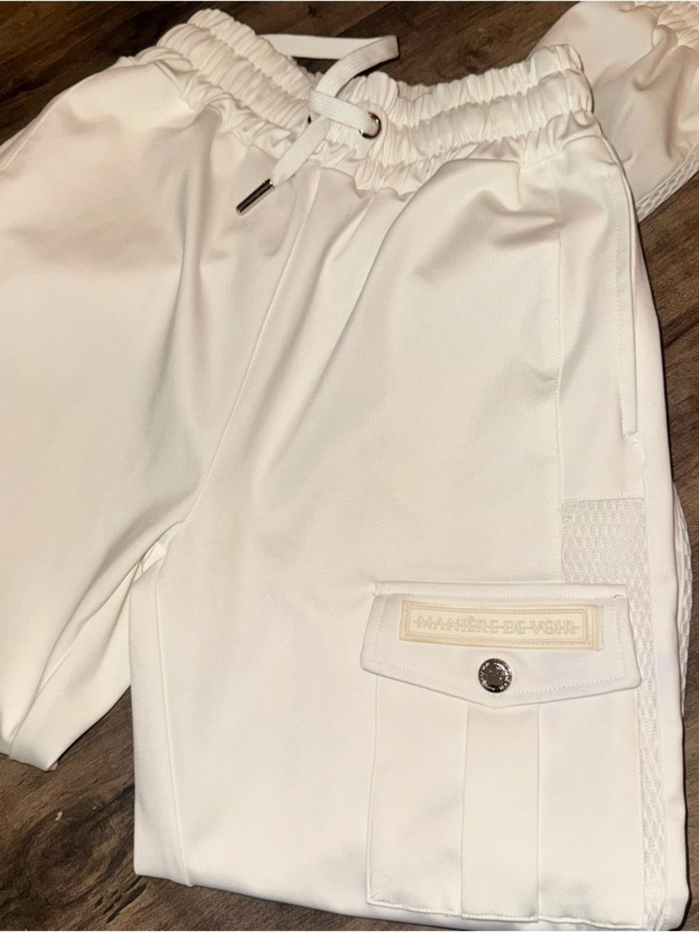 Manière De Voir White Cargo Jogger Pants Size 4 NWOT Luxe Streetwear - Picture 8 of 8